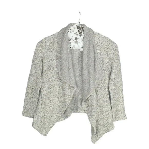 BNCI Blanc Noir White Gray Open Front Shawl Collar Cardigan Sweater XL - Picture 1 of 8